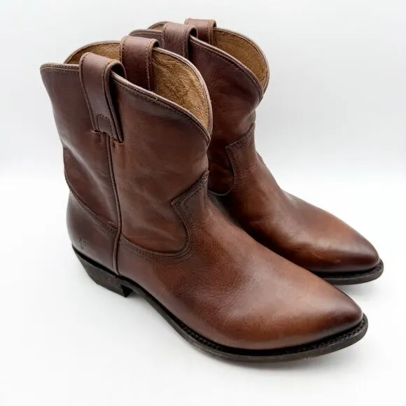 Frye Womens Billy Short Boots US 11M EU 41.5 Brown Leather Western EUC