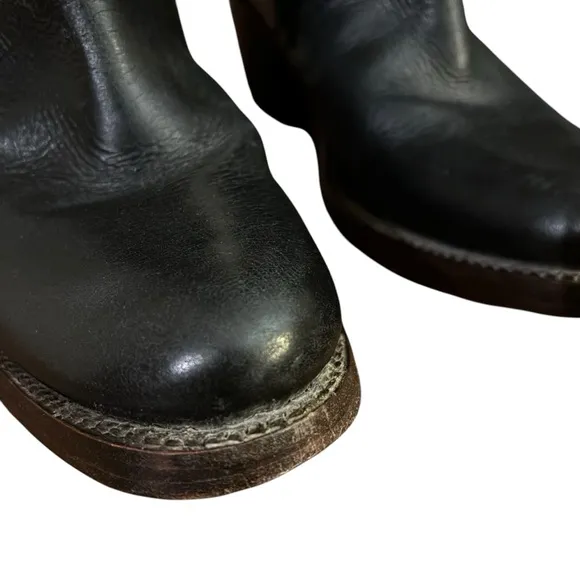 Frye Women's Jane Tall Riding Cuff Black Leather Knee-High Boots 5.5