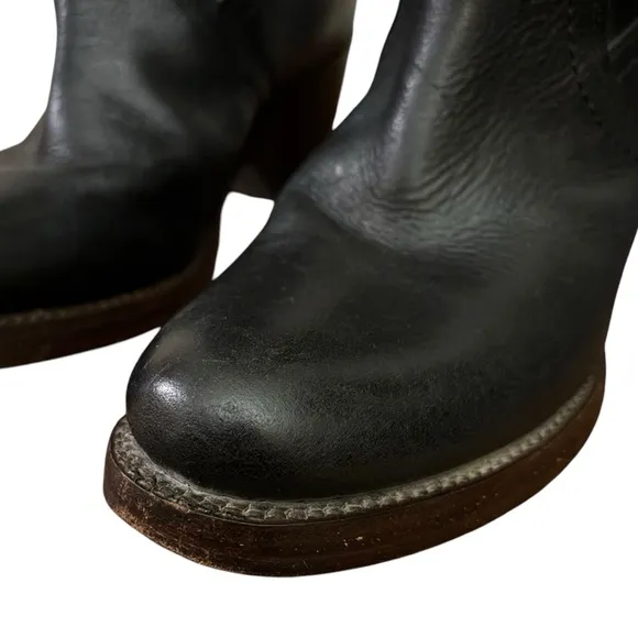 Frye Women's Jane Tall Riding Cuff Black Leather Knee-High Boots 5.5