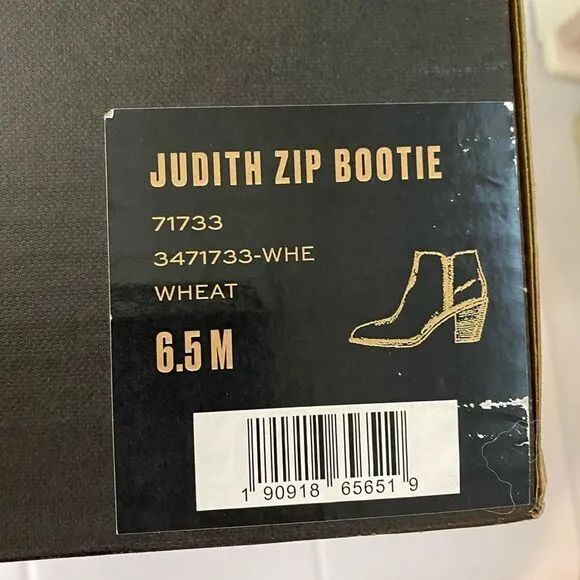 FRYE women’s Judith Zip Bootie in Wheat short stacked heel boots sz 6.5
