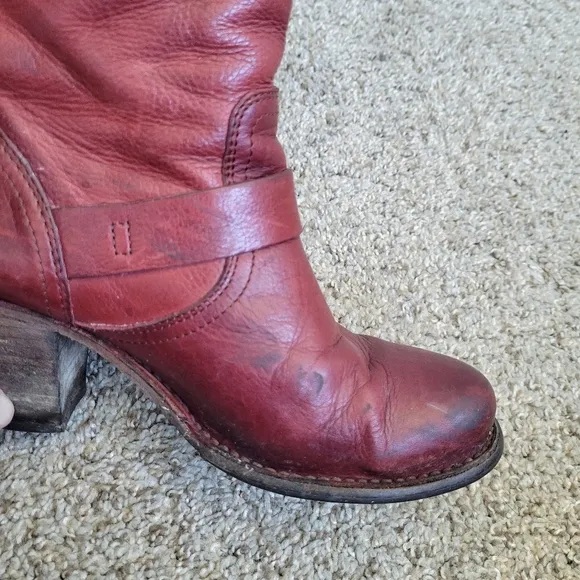 Frye Women's Karla Engineer Short Boot in Burnt Red Old Town
