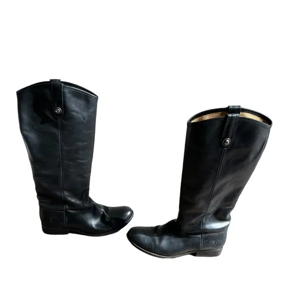 Frye Women’s Melissa‎ Button Leather Tall Riding Boots Black Size 9B