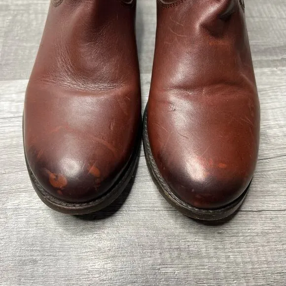 FRYE Womens Melissa Leather Button Zip Short Brown Boots Western Size 6