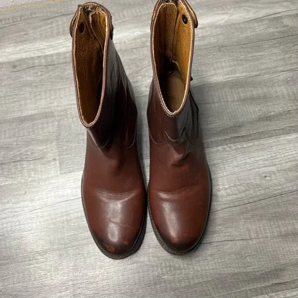 FRYE Womens Melissa Leather Button Zip Short Brown Boots Western Size 6