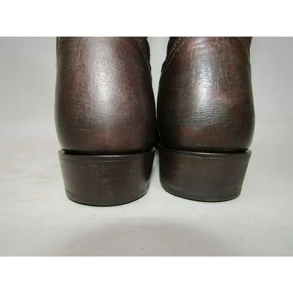 FRYE Womens Size 8 B Brown Distress Leather 7&quot; Shaft Short Cowboy Western Boots