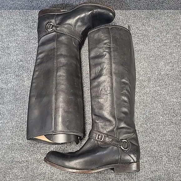 Frye Women's Tall Riding Boots Black Leather‎ Size 10 B.  4001