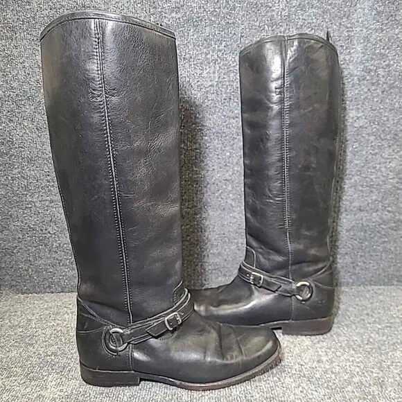 Frye Women's Tall Riding Boots Black Leather‎ Size 10 B.  4001