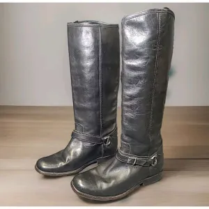 Frye Women's Tall Riding Boots Black Leather‎ Size 10 B.  4001