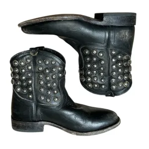 Frye Wyatt Disc Boots Short Ankle Western Size 6.5 B Black Leather Studded