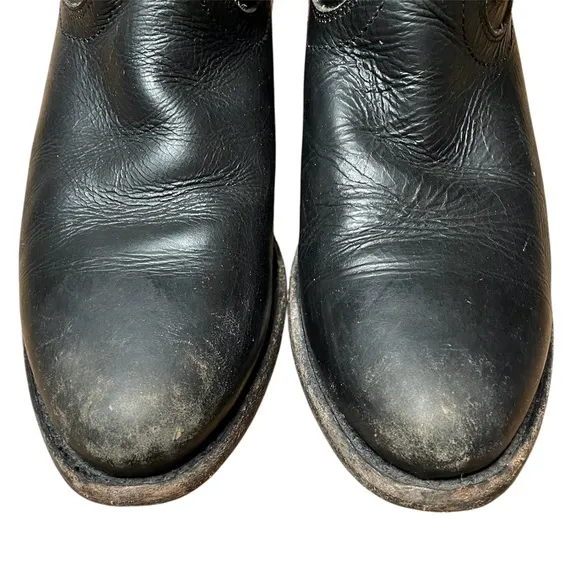 Frye Wyatt Disc Boots Short Ankle Western Size 6.5 B Black Leather Studded