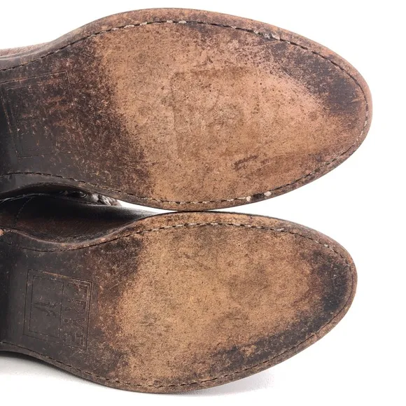 Frye Wyatt Disc Distressed Western Ankle Boots 7B