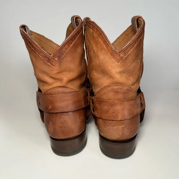 Frye Wyatt Harness Short Boots in Cognac. Women’s Size 7