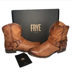 Frye Wyatt Harness Short Boots in Cognac. Women’s Size 7