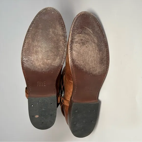 Frye Wyatt Harness Short Boots in Cognac. Women’s Size 7