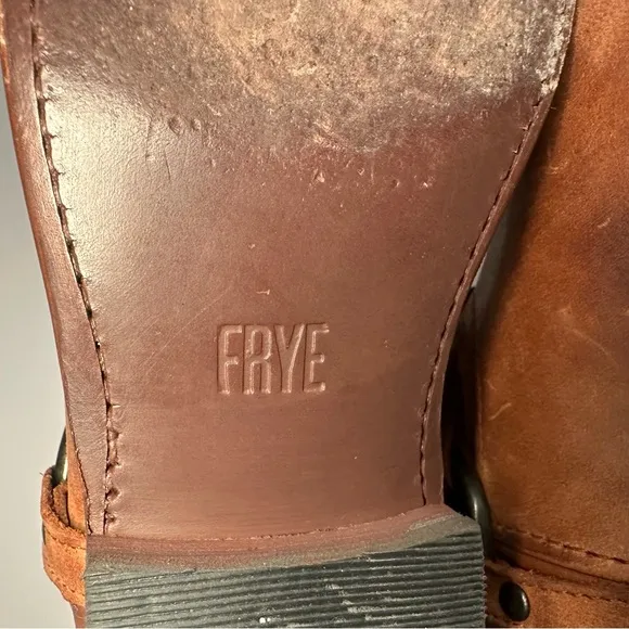 Frye Wyatt Harness Short Boots in Cognac. Women’s Size 7