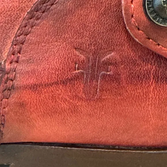 Frye Zip Back Cognac Leather Ankle Boots Size 8 1/2B Narrow