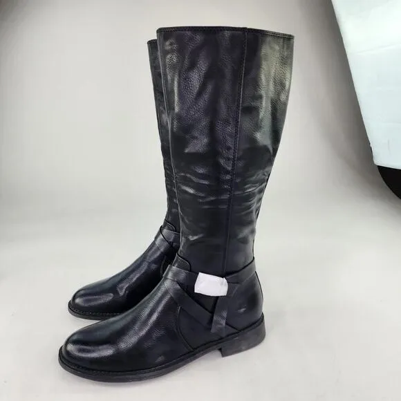 Frye Co Gaylin Stacked Heel Riding Boots US 9.5 M Regular Black Zip Tall Boot