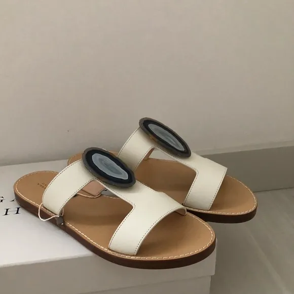 Gabriela Hearst Hades agate embellished sandals, size 40(US9,5-10). White