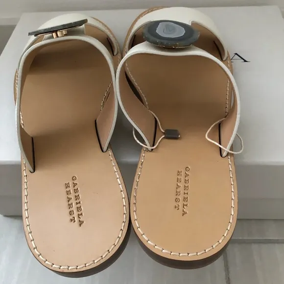 Gabriela Hearst Hades agate embellished sandals, size 40(US9,5-10). White