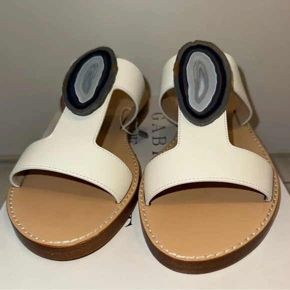 Gabriela Hearst Hades agate embellished sandals, size 40(US9,5-10). White