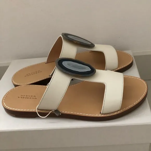 Gabriela Hearst Hades agate embellished sandals, size 40(US9,5-10). White