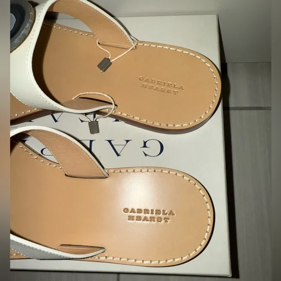 Gabriela Hearst Hades agate embellished sandals, size 40(US9,5-10). White