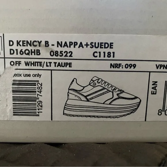 Geox D Kency Womens Lace Up Platform Shiny Sneakers‎ In Taupe Size US 9
