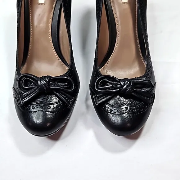 Geox Respira Black Leather Womens Heels Size 6