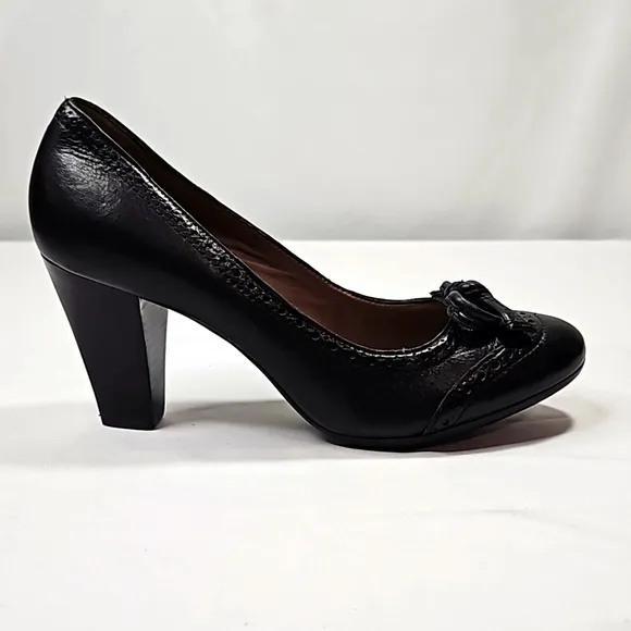 Geox Respira Black Leather Womens Heels Size 6