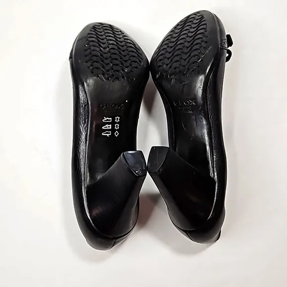 Geox Respira Black Leather Womens Heels Size 6