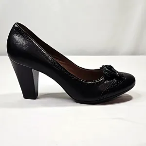 Geox Respira Black Leather Womens Heels Size 6