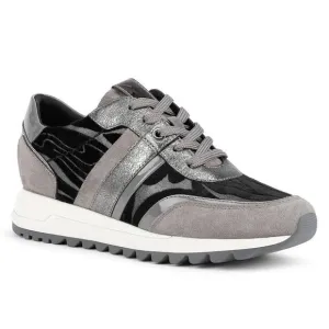 Geox Tabelya Sneakers Dark Grey, Black Velvet ,Suede Comfort Tennis Shoes 7 $170