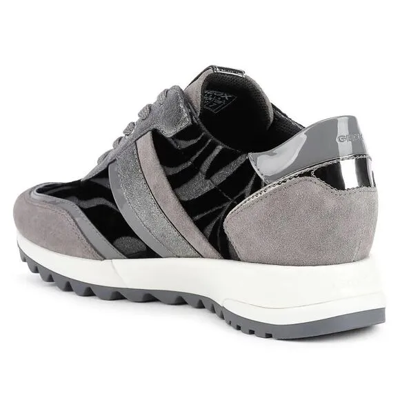 Geox Tabelya Sneakers Dark Grey, Black Velvet ,Suede Comfort Tennis Shoes 7 $170