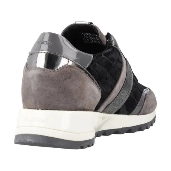 Geox Tabelya Sneakers Dark Grey, Black Velvet ,Suede Comfort Tennis Shoes 7 $170