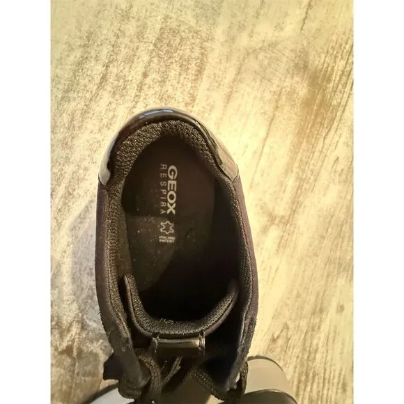 Geox Women's Black Wedge Sneakers Breathable Casual Shoes Size 9