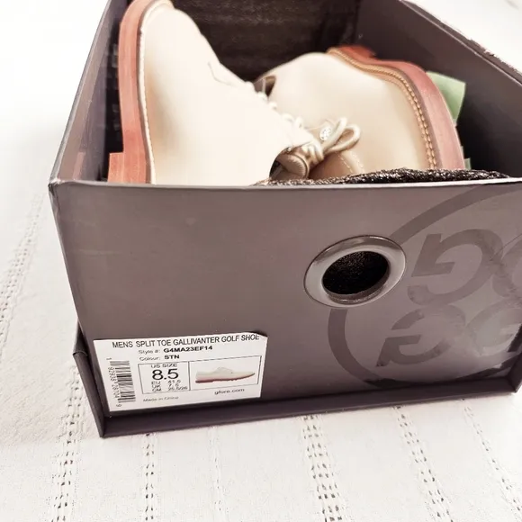 G/FORE Mens Split Toe Gallivanter Luxe Leather Golf Shoes Stone Limited 8.5 NIB