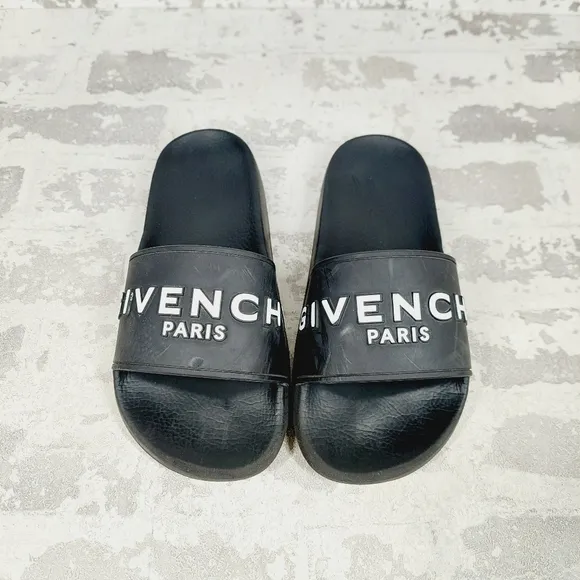 Givenchy Paris Black Slide Summer Flip Flop Sandals T667