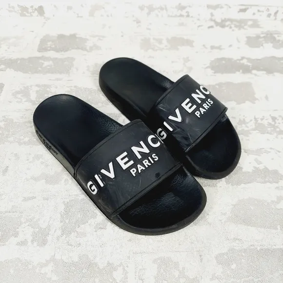 Givenchy Paris Black Slide Summer Flip Flop Sandals T667