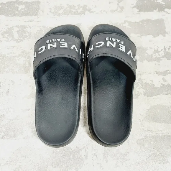 Givenchy Paris Black Slide Summer Flip Flop Sandals T667
