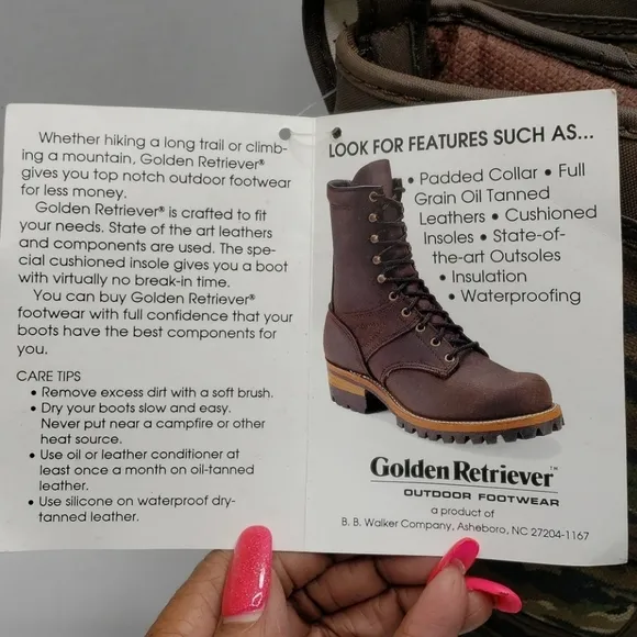 Golden Retriever Thinsulate Camo Duck Boots Sz. 6