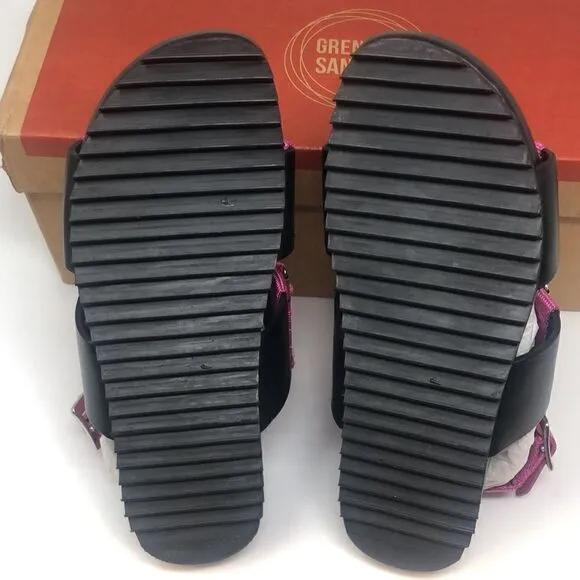 Grenson Womens Willa 211161 Pink Black Leather Casual Slingback Sandal UK 4 US 6