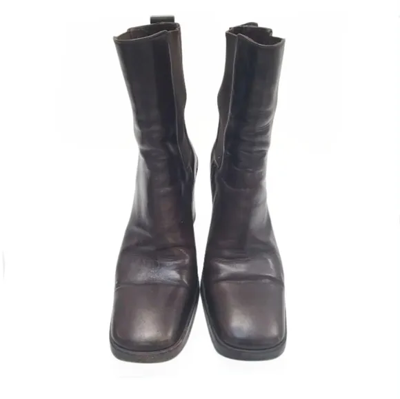 Gucci Brown Leather Block Heel Short Boots