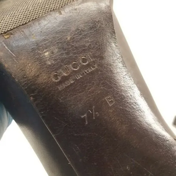 Gucci Brown Leather Block Heel Short Boots