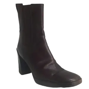 Gucci Brown Leather Block Heel Short Boots