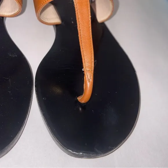 Gucci Size EU 34.5 Brown Leather GG Logo Thong Sandal Slide Flip Flop Flats