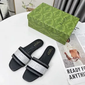Gucci women's leather sandals comfortable flat-soled fashionable beach shoes