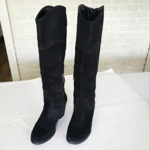Guess WGNYA Black Leather Suede Lnee High Boots