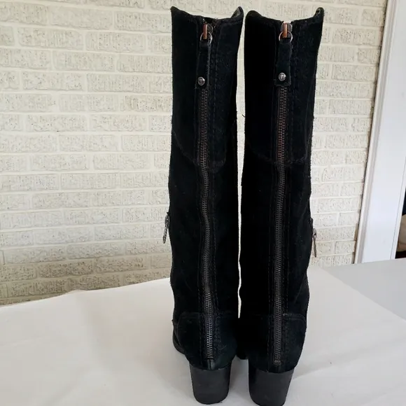 Guess WGNYA Black Leather Suede Lnee High Boots