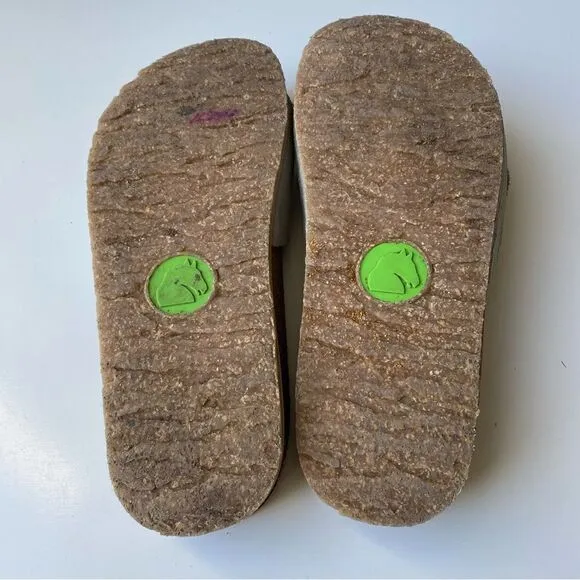 Haflinger gray leather sandals slides suede comfort size 37 6