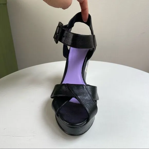 Hand Painted Nine West Platform Wedge Pumps Featuring Snake Motif One of a Kind